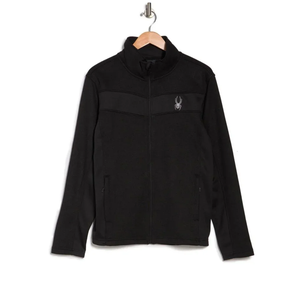 Spyder Mens Black Racer Full Zip Long Sleeve Knit Jacket Sz L NWT - Picture 3 of 11